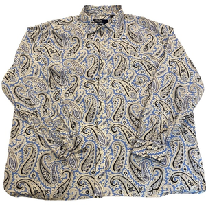 NAT NAST BLUE FLORAL PAISLEY‎ PRINT LONG SLEEVE COTTON SHIRT AMERICAN FIT XXL